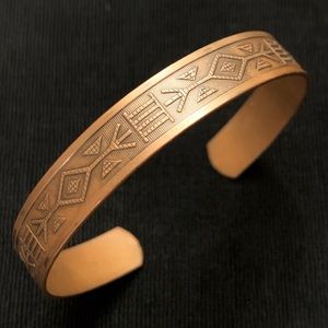 Vintage AZTEC Tribal Southwest Copper Open Cuff Bracelet